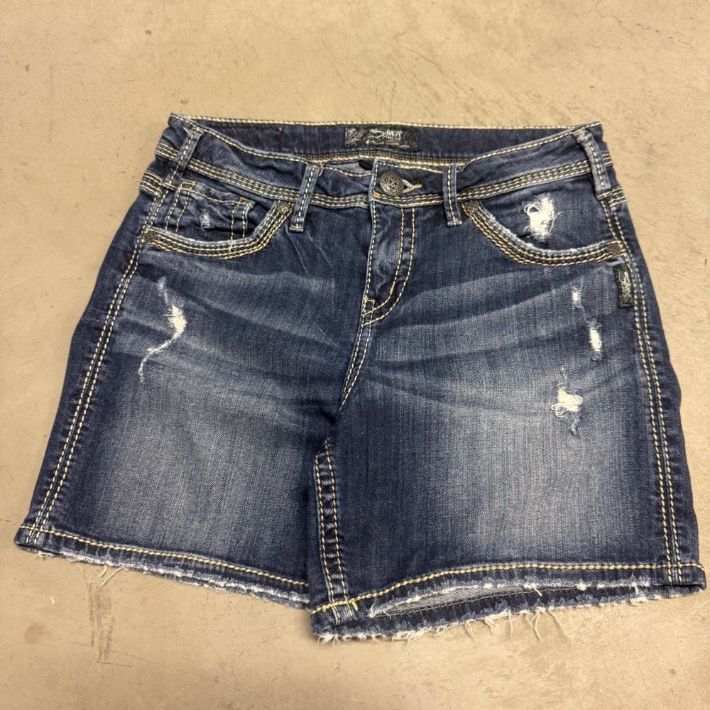 Vintage‎ y2k Women's Silver Jean Shorts
